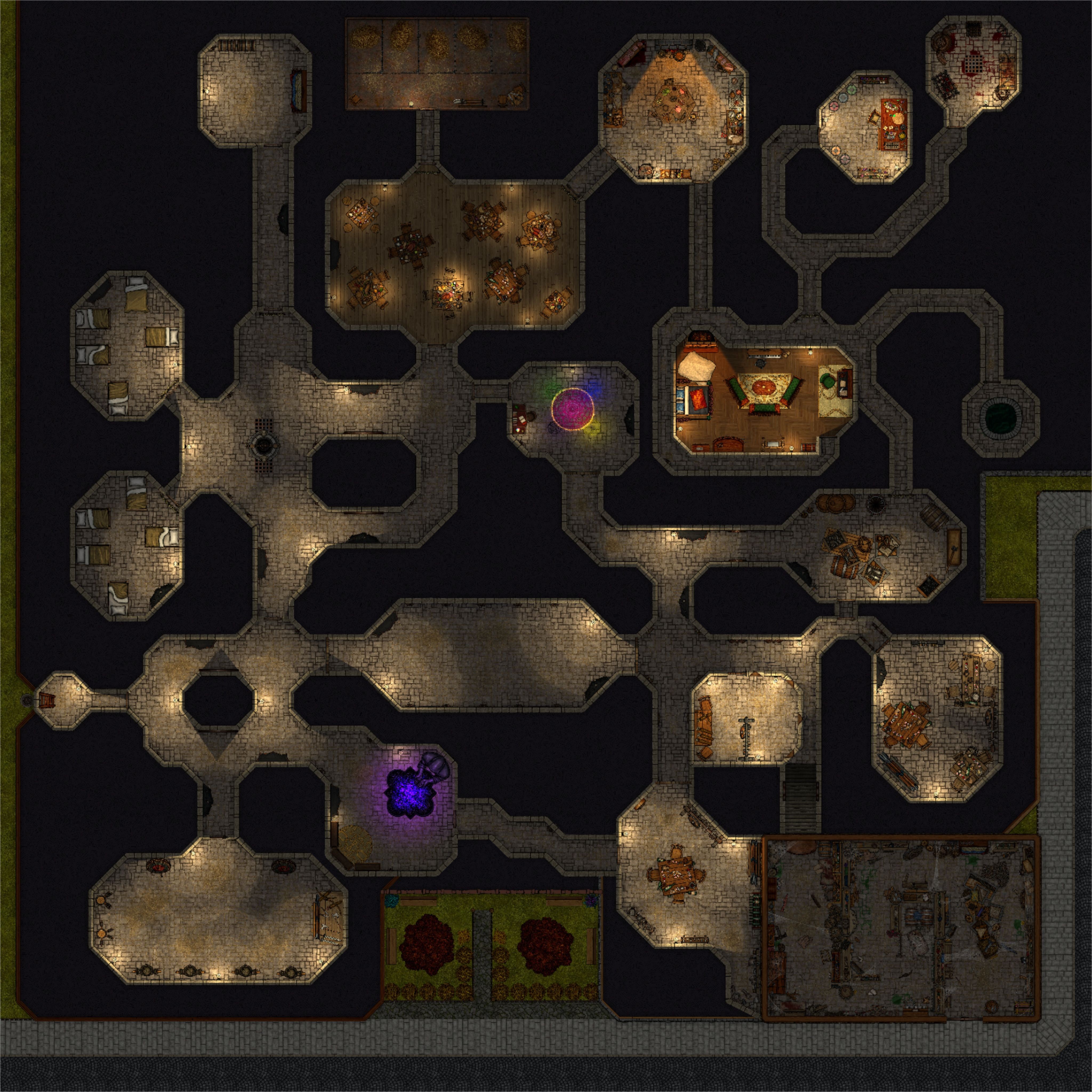 thieves den map dnd, carte de JDR fantasy (4096×4096 pixels) — battlemap pour Roll20 et Foundry VTT.