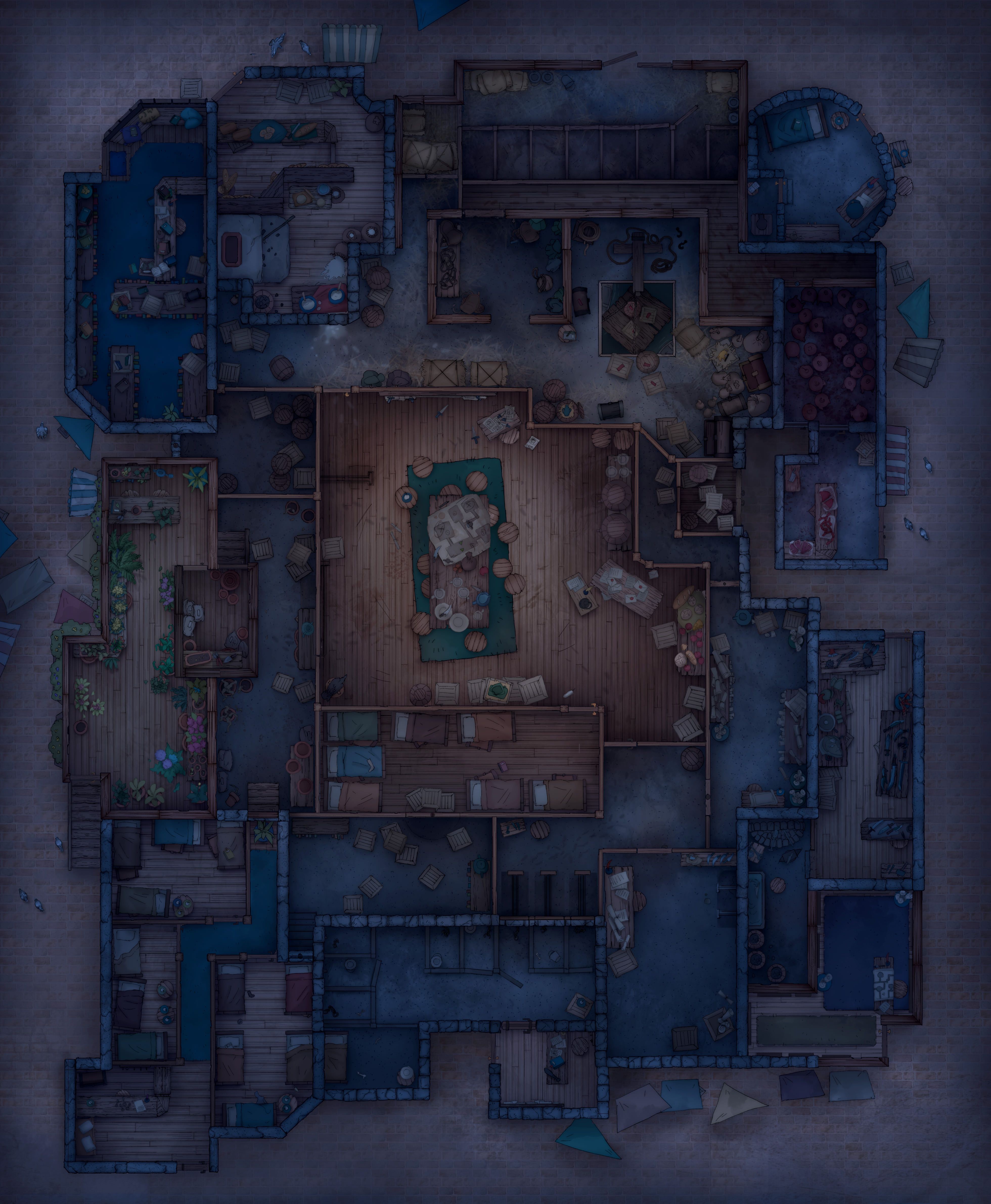 thieves den map dnd, carte de JDR fantasy (3920×4760 pixels) — battlemap pour Roll20 et Foundry VTT.