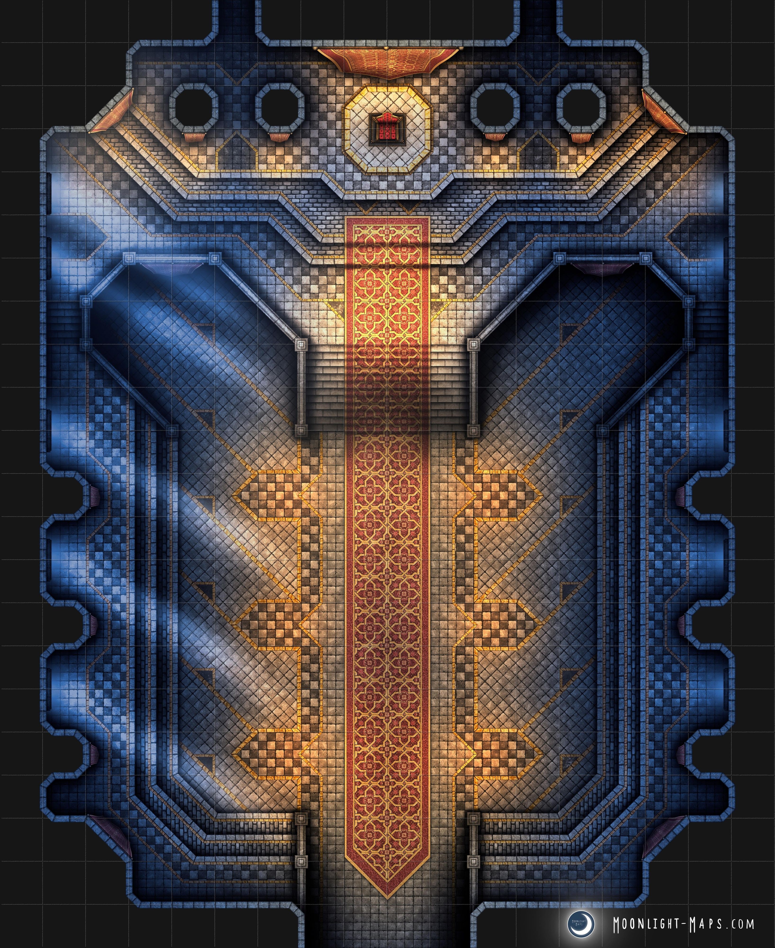 throne room map dnd, carte de JDR fantasy (3272×4000 pixels) — battlemap pour Roll20 et Foundry VTT.