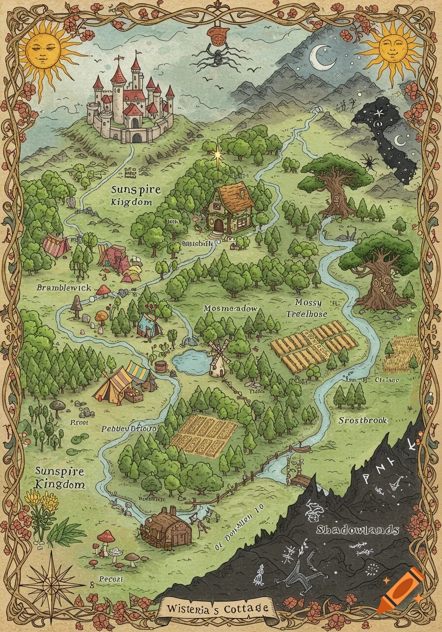 village map fantasy, carte de JDR fantasy (896×1280 pixels) — battlemap pour Roll20 et Foundry VTT.