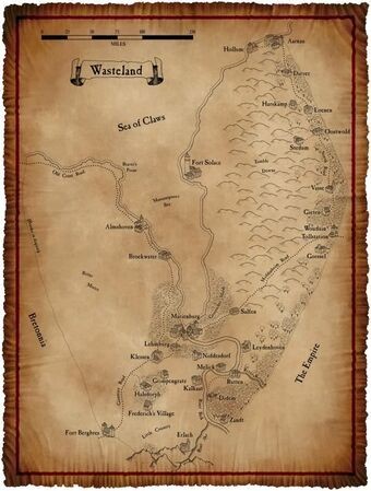 wasteland map, carte de JDR post-apocalyptique (340×449 pixels) — battlemap pour Roll20 et Foundry VTT.