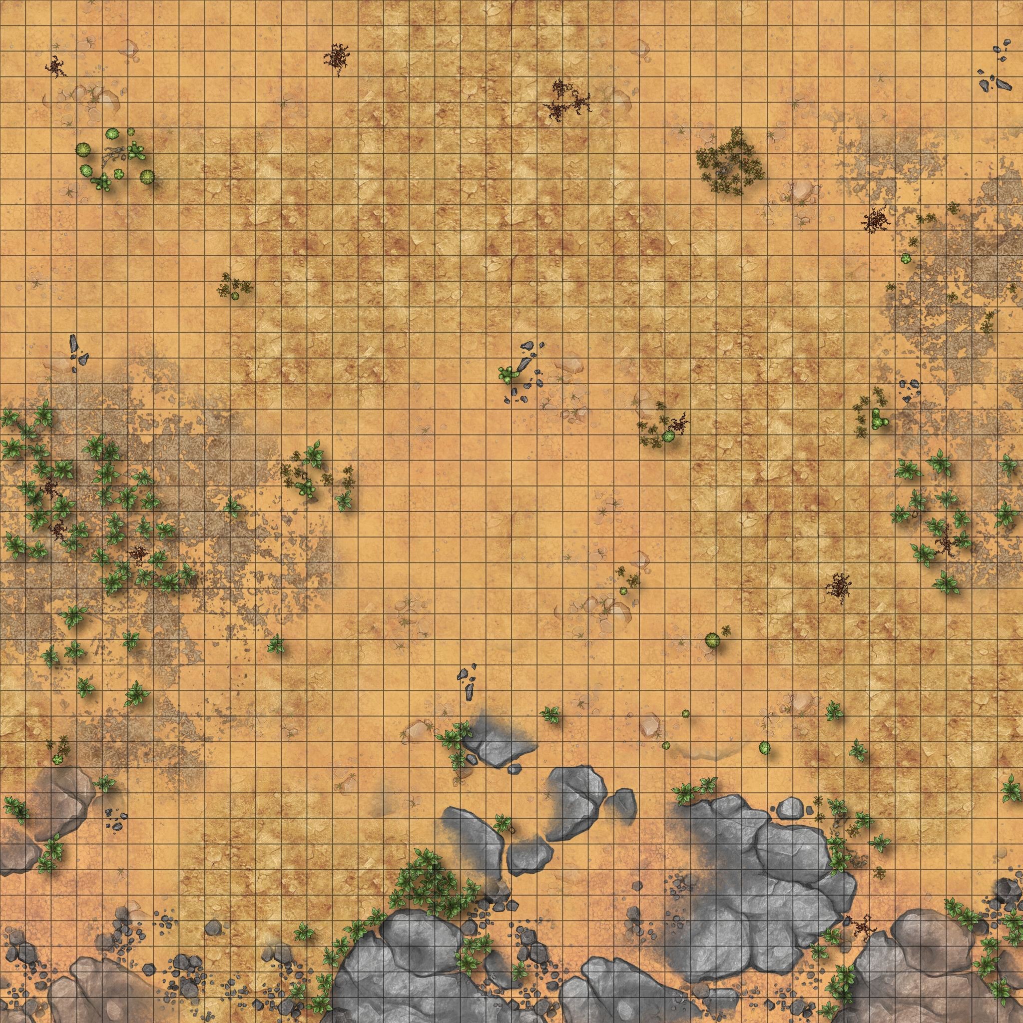 wasteland map, carte de JDR post-apocalyptique (2048×2048 pixels) — battlemap pour Roll20 et Foundry VTT.
