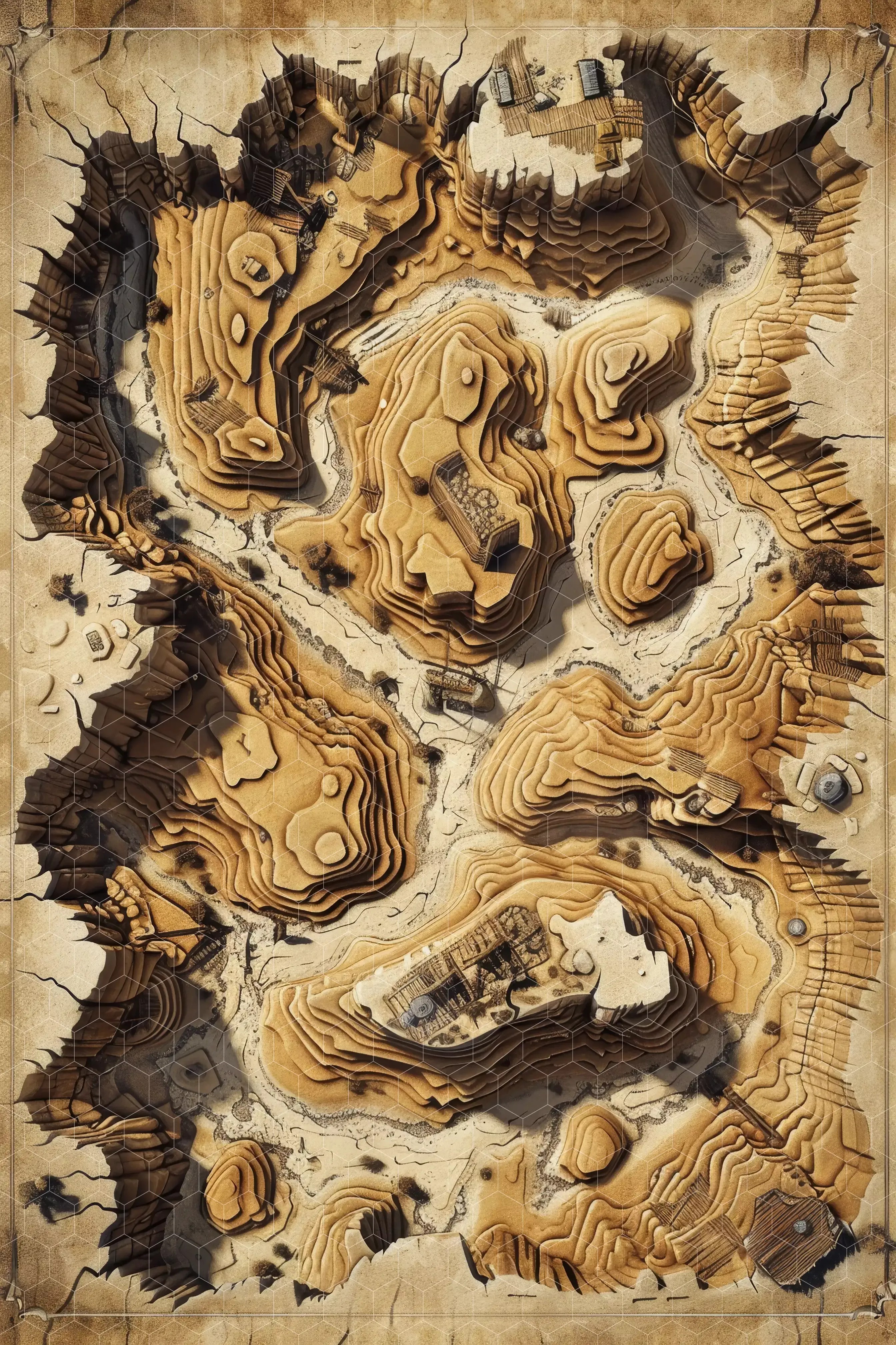 wasteland map, carte de JDR post-apocalyptique (2688×4032 pixels) — battlemap pour Roll20 et Foundry VTT.