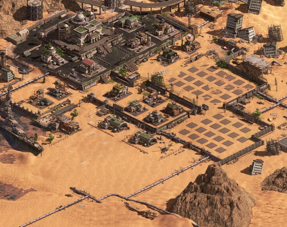 wasteland settlement map, carte de JDR post-apocalyptique (1000×792 pixels) — battlemap pour Roll20 et Foundry VTT.