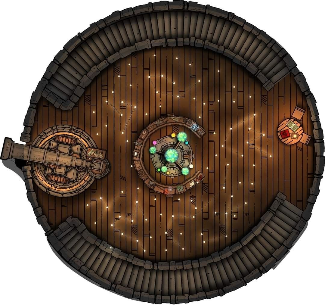 wizard tower map dnd, carte de JDR fantasy (1080×1013 pixels) — battlemap pour Roll20 et Foundry VTT.